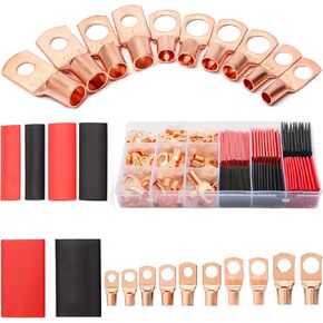 150 قطعة من نهايات كابل البطارية من Mriuuod، مجموعة متنوعة من عروات الأسلاك النحاسية AWG 2 4 6 8 10 قياس - 70 قطعة من عروات كابل البطارية وموصلات طرفية للأسلاك الحلقية و80 قطعة من أنبوب الانكماش الحراري in Kuwait
