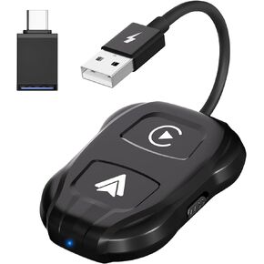 محول FTTMWTAG 2 في 1 لاسلكي CarPlay & Android Auto 2024 ترقية Dongle تحويل Apple Car Play السلكي إلى لاسلكي، التوصيل والتشغيل، اتصال تلقائي سريع، متوافق مع iOS 12+ وAndroid 11+ (أسود) in Kuwait