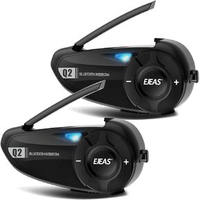 ايجيس نظام اتصال داخلي بلوتوث لخوذة الدراجة النارية Q2، سماعة بلوتوث 5.1 للدراجات النارية مع تأثير صوت ستيريو ووظيفة الاقتران السريع لراكبين يتحدثان في نفس الوقت ضمن 800 متر (عبوة من قطعتين) in Kuwait