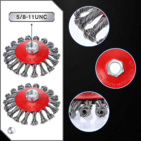 Jexine 16 Pcs 4 Inch Twist Knotted Wire Wheel Brush Angle Grinder Wire Wheel Heavy Duty Grinder Brush with 5/8 Inch-11 Threaded Arbor, 0.02 Inch Carbon Steel Wire for Grinding Conditioning Metal in Saudi Arabia