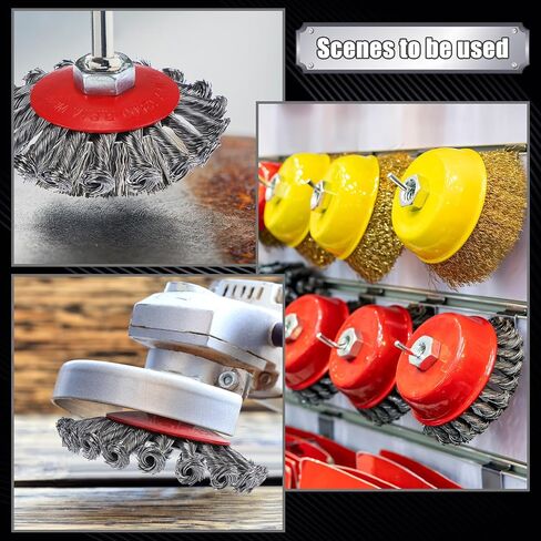 Jexine 16 Pcs 4 Inch Twist Knotted Wire Wheel Brush Angle Grinder Wire Wheel Heavy Duty Grinder Brush with 5/8 Inch-11 Threaded Arbor, 0.02 Inch Carbon Steel Wire for Grinding Conditioning Metal in Saudi Arabia
