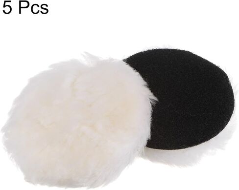 HARFINGTON 5pcs Wool Buffing Pads, 2 inch Wool Polishing Pad Soft Buffing Pads Polishing Wheel with Hook and Loop Polishing, Buffing and Cutting for Car, Furniture in Kuwait