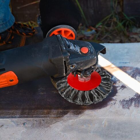 فرشاة عجلة سلكية ملتوية: 5 قطع فرشاة سلكية 4 بوصة لمطحنة الزوايا مع 5/8 بوصة - 11 شجرة مترابطة - 0.02 بوصة سلك فولاذي كربوني للتكييف الثقيل للمعادن المختلفة in Kuwait