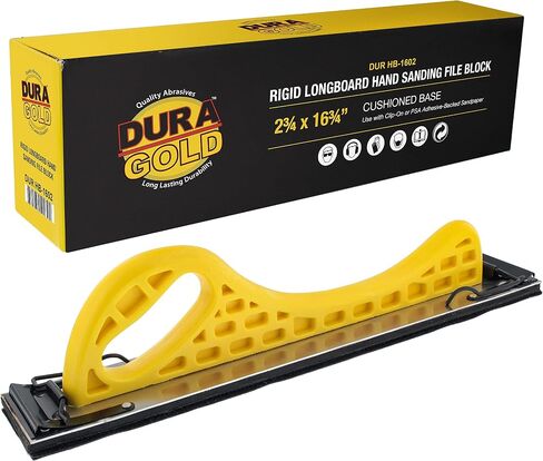 Dura-Gold Pro Series Longboard Hand Sanding File Sander Block - Hook & Loop Backing and PSA Backing Adapter Pad & 600 Grit PSA Longboard Sandpaper 12 Yard Roll, 2-3/4" Wide in Saudi Arabia