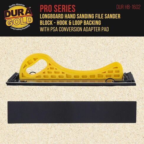 Dura-Gold Pro Series Longboard Hand Sanding File Sander Block - Hook & Loop Backing and PSA Backing Adapter Pad & 600 Grit PSA Longboard Sandpaper 12 Yard Roll, 2-3/4" Wide in Saudi Arabia