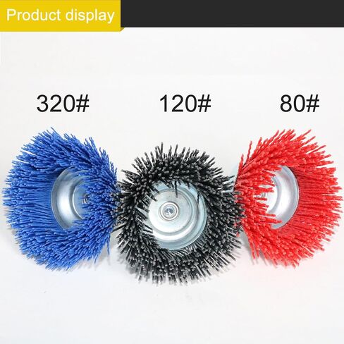 FPPO 3Pcs 3 Inch Assorted Cup Brushes Abrasive Wire Nylon Cup Brush for Drill,Grit 80 120 320 with 1/4" Shank,Rotary Brushes for Machines in Saudi Arabia