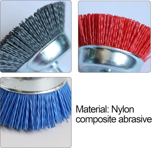 FPPO 3Pcs 3 Inch Assorted Cup Brushes Abrasive Wire Nylon Cup Brush for Drill,Grit 80 120 320 with 1/4" Shank,Rotary Brushes for Machines in Saudi Arabia