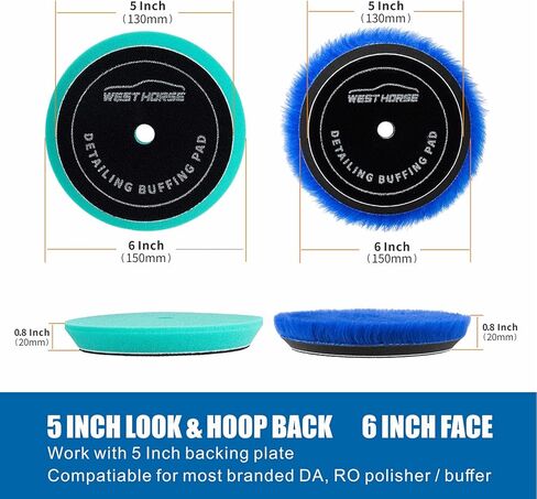 5 Inch Polishing & Buffing Pads 4Pcs, Foam and Wool Polishing Pad Kit for 5" /125mm Backing Plate, Orbital Foam Buffer Pads and Woolen Polihser Pad, for Car Compounding, Polishing and Waxing in Kuwait