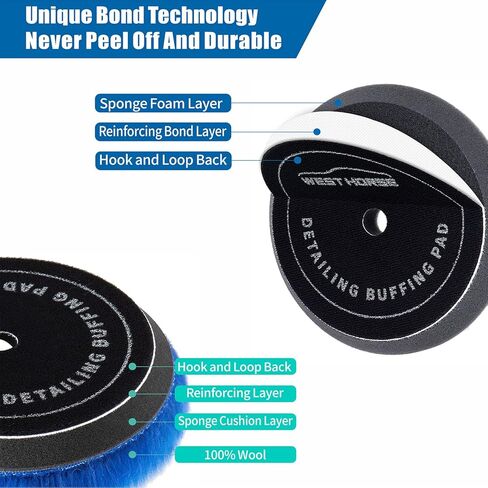 5 Inch Polishing & Buffing Pads 4Pcs, Foam and Wool Polishing Pad Kit for 5" /125mm Backing Plate, Orbital Foam Buffer Pads and Woolen Polihser Pad, for Car Compounding, Polishing and Waxing in Kuwait