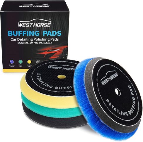 5 Inch Polishing & Buffing Pads 4Pcs, Foam and Wool Polishing Pad Kit for 5" /125mm Backing Plate, Orbital Foam Buffer Pads and Woolen Polihser Pad, for Car Compounding, Polishing and Waxing in Kuwait