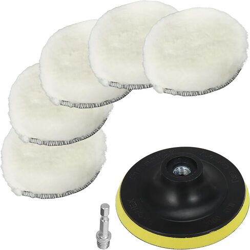 8Pcs 7 Inch Polishing Buffing Wheel for Drill Wool Pads Wheel Polishing Pads Woolen Polishing Waxing Pads Kits with M14 Drill Buffer Adapter in Saudi Arabia