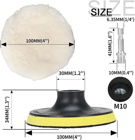 8Pcs 7 Inch Polishing Buffing Wheel for Drill Wool Pads Wheel Polishing Pads Woolen Polishing Waxing Pads Kits with M14 Drill Buffer Adapter in Saudi Arabia