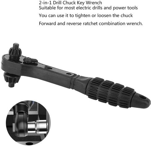 Marhynchus 2 in 1 Drill Chuck Key Wrench Dual Use Ratchet Spanner for Electric Drills and Power Tools, Small Head 12.7mm, Big Head 17.5mm in Saudi Arabia
