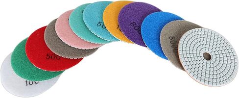 findmall 4 Inch Diamond Polishing Pads with 1Pcs 5/8-11 Backer Pad, 13Pcs 50-8000 Grit Polishing Pad Kit Fit for Drill, Grinder, Polisher in Saudi Arabia