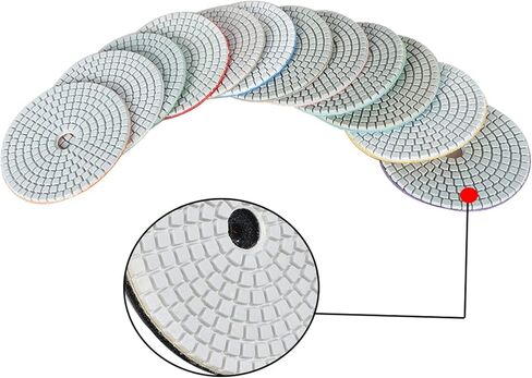 findmall 4 Inch Diamond Polishing Pads with 1Pcs 5/8-11 Backer Pad, 13Pcs 50-8000 Grit Polishing Pad Kit Fit for Drill, Grinder, Polisher in Saudi Arabia