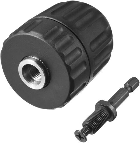 uxcell 3/8" Keyless Drill Chuck Hex Shank Adapter 0.8-10mm 3-Jaw for Impact Driver Cordless Drill Black in Saudi Arabia