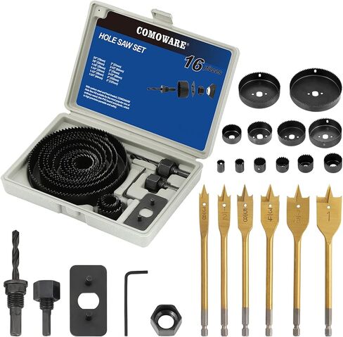 طقم منشار ثقب كومووير 16 قطعة (3/4 بوصة - 5 بوصة) ومجموعة لقم مثقاب 6 قطع (3/8 بوصة - 1 بوصة) in Kuwait
