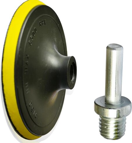 لوحة دعم مقاس 6 بوصات مع محول بت ملولب M14، وعمود دوران TPI مقاس 5/8 بوصة للاستخدام مع مطحنة الزوايا أو مثقاب لتلميع الصنفرة المدارية للسيارات، أداة تلميع لأقراص الصنفرة/وسادات إسفنجية صوفية in Kuwait