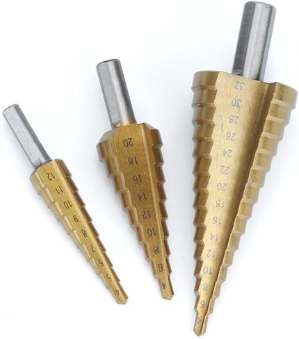 مجموعة لقم الثقب ذات الخطوة HSS، مجموعة لقمة الحفر المخروطية ذات الساق السداسية 4-12 مم/4-20 مم/4-32 مم مجموعة من 3 in Kuwait