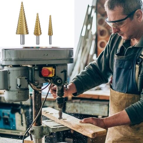 مجموعة لقم الثقب ذات الخطوة HSS، مجموعة لقمة الحفر المخروطية ذات الساق السداسية 4-12 مم/4-20 مم/4-32 مم مجموعة من 3 in Kuwait