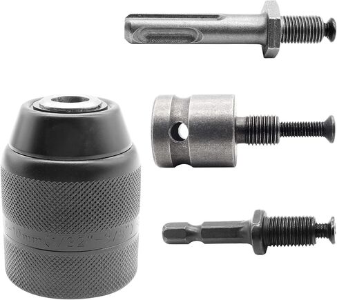Jiozermi 0.8-10mm Keyless Metal Drill Chuck, with SDS-Plus Shank 1/4 Inch Hex Shank 1/2 Inch Impact Wrench Adapter in Saudi Arabia