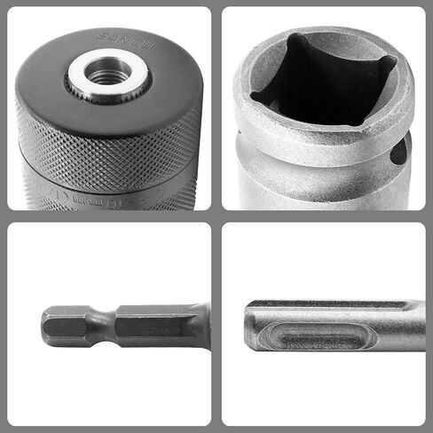 Jiozermi 0.8-10mm Keyless Metal Drill Chuck, with SDS-Plus Shank 1/4 Inch Hex Shank 1/2 Inch Impact Wrench Adapter in Saudi Arabia