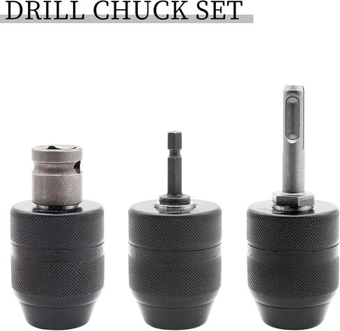 Jiozermi 0.8-10mm Keyless Metal Drill Chuck, with SDS-Plus Shank 1/4 Inch Hex Shank 1/2 Inch Impact Wrench Adapter in Saudi Arabia