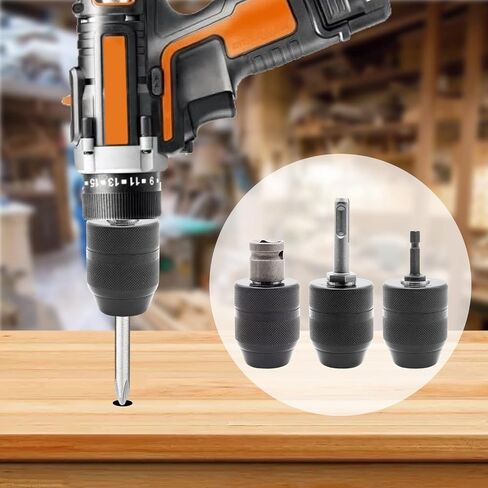 Jiozermi 0.8-10mm Keyless Metal Drill Chuck, with SDS-Plus Shank 1/4 Inch Hex Shank 1/2 Inch Impact Wrench Adapter in Saudi Arabia