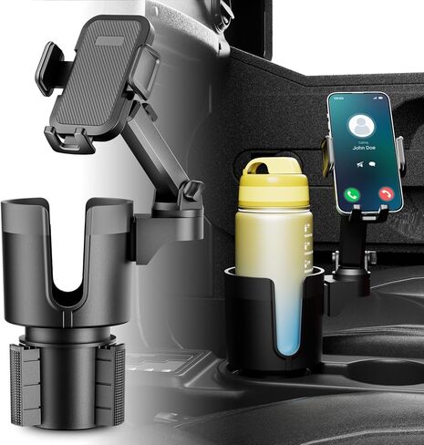 حامل أكواب CYEVA حامل للهاتف للسيارة، 2 في 1 حامل أكواب للسيارة مع حامل هاتف خلوي بذراع طويل يدور 360 درجة للسيارة متوافق مع جميع الهواتف الذكية in Kuwait