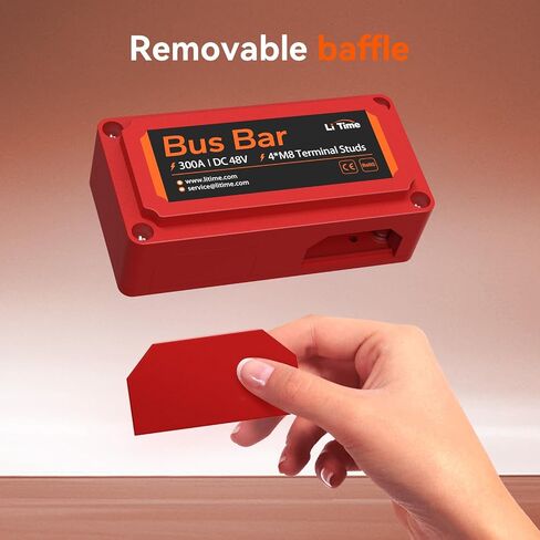 LiTime 300A Bus Bar (أحمر) 4 * M8 أعمدة طرفية لبطاريات LiFePO4 عالية الجهد والتيار مناسبة للسيارات والتطبيقات البحرية والطاقة الشمسية والنظام الكهربائي in Saudi Arabia