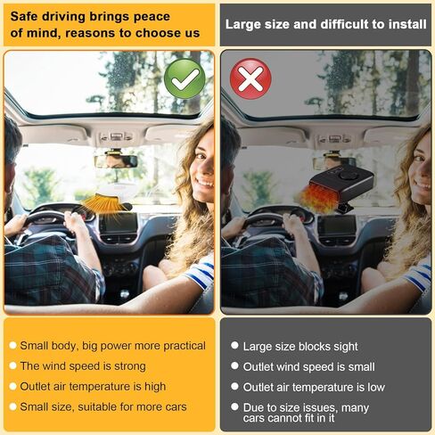 Car Heater, 2 in 1 Automobile Windshield Portable Defogging Defroster That Plugs Into Cigarette Lighter 12V Adjustable Heating Fan/Cooling Fan for Car SUV and Truck in Kuwait