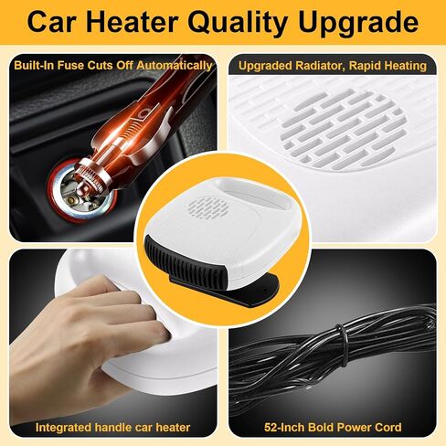 Car Heater, 2 in 1 Automobile Windshield Portable Defogging Defroster That Plugs Into Cigarette Lighter 12V Adjustable Heating Fan/Cooling Fan for Car SUV and Truck in Kuwait