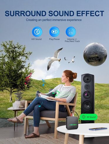 COMSOON Bluetooth Receiver for Car/Home Stereo/Speakers, 3D Surround Sound Bluetooth Car Stereo Digital Media Receivers for Music Streaming/Hands-Free Calling + 3.5mm AUX/RCA Cable in Kuwait