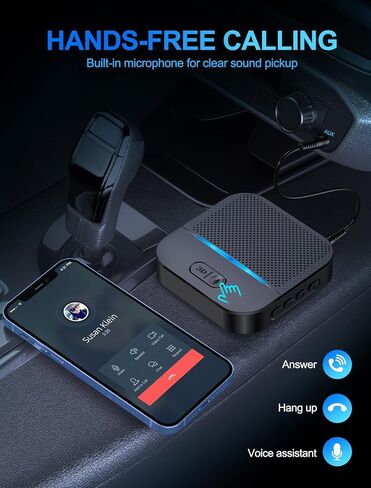 COMSOON Bluetooth Receiver for Car/Home Stereo/Speakers, 3D Surround Sound Bluetooth Car Stereo Digital Media Receivers for Music Streaming/Hands-Free Calling + 3.5mm AUX/RCA Cable in Kuwait