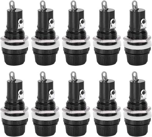 10 Pcs Panel Mount Fuse Holder Case, AC 250V 10A Electrical Glass Insurance Tube Protector Socket 5mm x 20mm Mounted Screw Cap for Radio Auto Stereo in Saudi Arabia