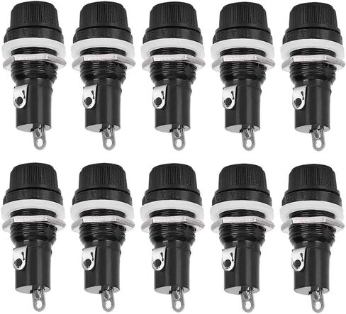 10 Pcs Panel Mount Fuse Holder Case, AC 250V 10A Electrical Glass Insurance Tube Protector Socket 5mm x 20mm Mounted Screw Cap for Radio Auto Stereo in Saudi Arabia