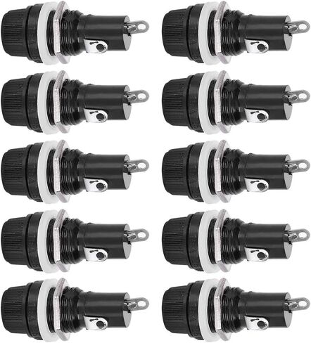 10 Pcs Panel Mount Fuse Holder Case, AC 250V 10A Electrical Glass Insurance Tube Protector Socket 5mm x 20mm Mounted Screw Cap for Radio Auto Stereo in Saudi Arabia