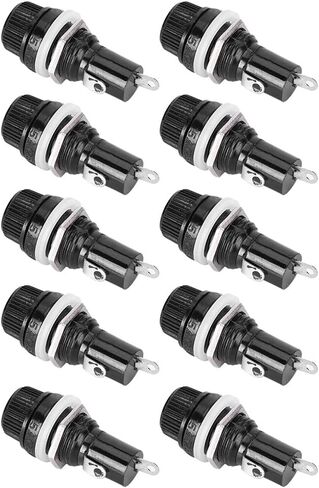 10 Pcs Panel Mount Fuse Holder Case, AC 250V 10A Electrical Glass Insurance Tube Protector Socket 5mm x 20mm Mounted Screw Cap for Radio Auto Stereo in Saudi Arabia