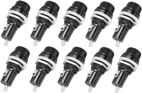 10 Pcs Panel Mount Fuse Holder Case, AC 250V 10A Electrical Glass Insurance Tube Protector Socket 5mm x 20mm Mounted Screw Cap for Radio Auto Stereo in Saudi Arabia
