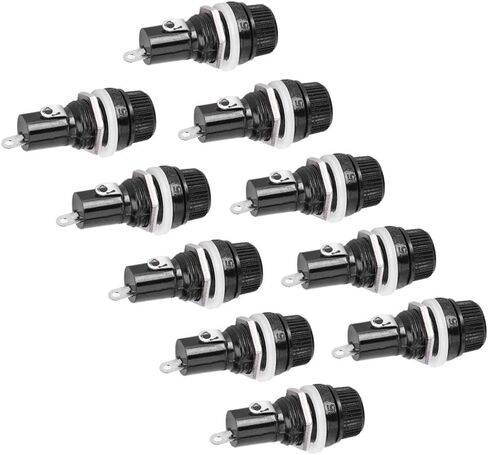10 Pcs Panel Mount Fuse Holder Case, AC 250V 10A Electrical Glass Insurance Tube Protector Socket 5mm x 20mm Mounted Screw Cap for Radio Auto Stereo in Saudi Arabia