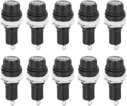 10 Pcs Panel Mount Fuse Holder Case, AC 250V 10A Electrical Glass Insurance Tube Protector Socket 5mm x 20mm Mounted Screw Cap for Radio Auto Stereo in Saudi Arabia