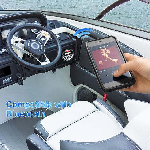 مجموعة استقبال هيرديو مارين - راديو AM FM ومكبرات صوت مقاومة للماء 4 بوصة (زوجين) + هوائي أسود للقوارب واليخوت ATV UTV in Kuwait