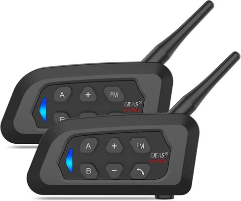 EJEAS V6 Pro Motorcycle Helmet Bluetooth Intercom, 2-Way 1200M Motorcycle Bluetooth Headset Universal Communication System with Noise Cancellation and Waterproof for Dirt Bike/ATV/Snowmobile (2PCS) in Kuwait