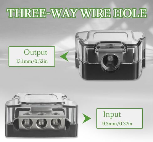BOJACK 3 Way Power Distribution Connecting Block 1x0/2/4 Gauge Input 3x4/8 Gauge Output Power Distribution Block for Car Amplifier Audio Splitter in Kuwait