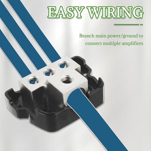BOJACK 3 Way Power Distribution Connecting Block 1x0/2/4 Gauge Input 3x4/8 Gauge Output Power Distribution Block for Car Amplifier Audio Splitter in Kuwait