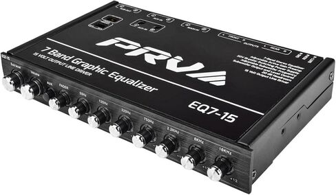 PRV AUDIO EQ7-15 7 Band Graphic Equalizer 15 Volt RCA Line-Level Output with Fader and Subwoofer Level Control for Car Audio in Saudi Arabia