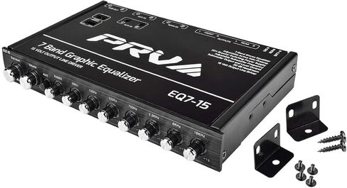 PRV AUDIO EQ7-15 7 Band Graphic Equalizer 15 Volt RCA Line-Level Output with Fader and Subwoofer Level Control for Car Audio in Saudi Arabia