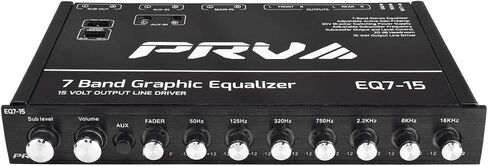 PRV AUDIO EQ7-15 7 Band Graphic Equalizer 15 Volt RCA Line-Level Output with Fader and Subwoofer Level Control for Car Audio in Saudi Arabia