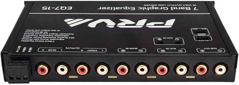 PRV AUDIO EQ7-15 7 Band Graphic Equalizer 15 Volt RCA Line-Level Output with Fader and Subwoofer Level Control for Car Audio in Saudi Arabia