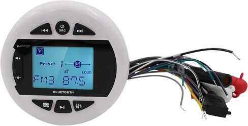 Herdio 4 بوصات Mp3 USB AM FM متوافق مع الطقس المقاوم للطقس البحري وUTV جهاز استقبال راديو ستيريو متوافق مع مكبر صوت بلوتوث مدمج - أسود in Kuwait